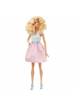 Barbie Fashionistas Lalka w białoróżowej sukience