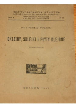 Okleiny,sklejki i płyty klejone,1947r.