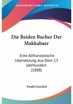 Die Beiden Bucher Der Makkabaer