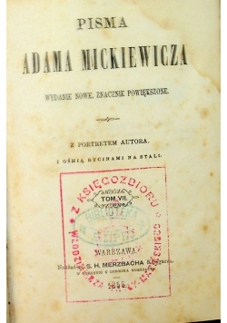 Pisma Adama Mickiewicza tom VII 1858 r.