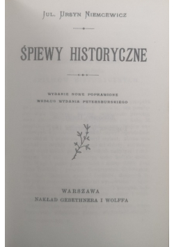 Śpiewy historyczne Reprint z 1897 r.