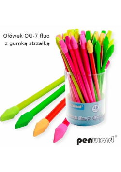 Ołówek fluo z gumką strzałką (48szt)