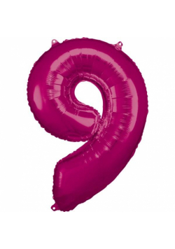 Balon foliowy cyfra 9 różowa 60x86cm