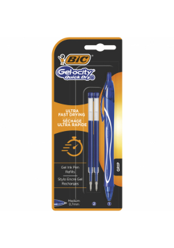 Długopis żelowy Gel-ocity Quick Dry BIC niebieski blister 1+2szt
