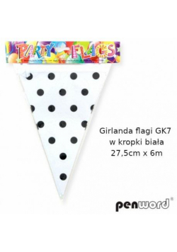 Girlanda flagi w kropki biała 27.5cmx6m