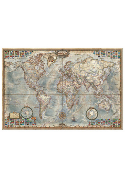 Puzzle 1500 Świat mapa stylizowana polityczna