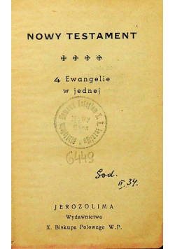 Nowy Testament 4 Ewangelie w jednej  1945 r.
