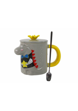 Kubek Szary Dinozaur przykrywka 400ml
