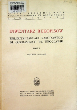 Inwentarz rękopisów Tom V