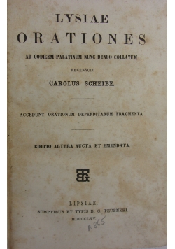 Lysiae Orationes, 1865r.