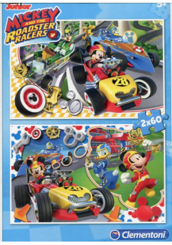 Puzzle 2x60 Myszka Miki i wyścigi samochodowe
